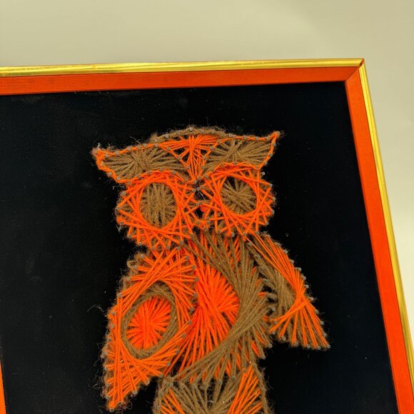 Vintage owl string Art picture nail wall decor decoration on wood black velvet - Picture 7 of 11